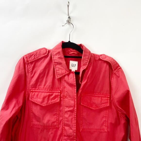 2/$30 Gap 8 Womens Coral Cinched Waist Outdoor Spring Utility Cargo Jacket - Picture 3 of 9